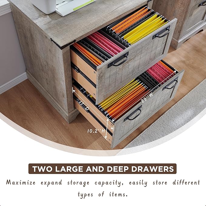 RedLemon File Cabinet with 2 Drawers, Farmhouse 30" Filing Cabinets with Hanging File Folders for A4/Letter/Legal Size Documents,Office Storage Cabinet for Study Room, Living Room(Light Rustic Oak)