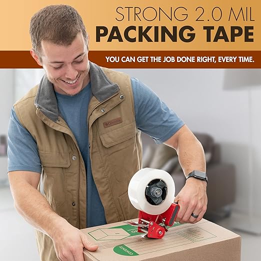 Packstrong Industrial Grade Clear Packing Tape 60 Rolls - 110 Yards per Roll - 3" Wide x 2.0 mil Thick, Acrylic Adhesive Heavy Duty Tape for Box Office Moving Packaging Shipping
