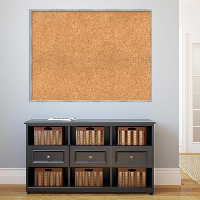 Amanti Art Natural Cork Board for Wall, 37x49 Vision Board with White Frame, Oversize Corkboard Office Decor for Home Organization, Cottage Corkboard Pinboard to Display Items for Home Organization