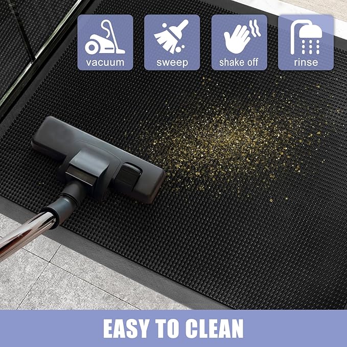 Kuyal Front Door Mat, 2'x3' Outdoor Entrance Mat, Winter Non-Slip Waterproof Outside Entrance Mats, Heavy Duty Durable Welcome, Non Slip Rubber Outdoor Mats for Entryway, Black