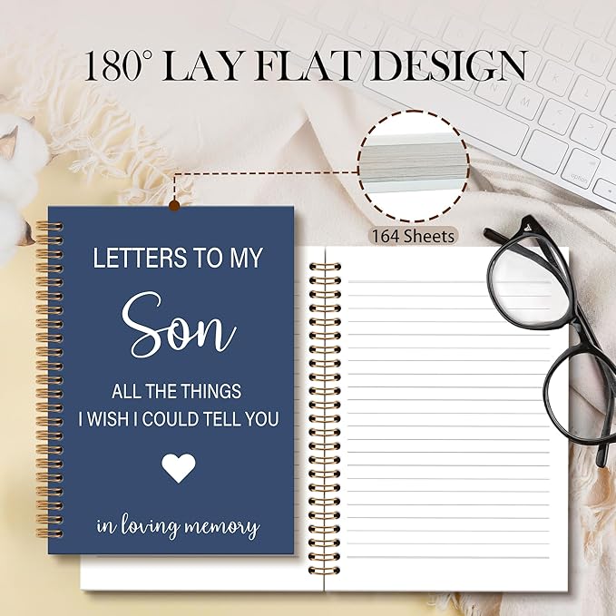 OINDADE Memorial Gifts for Loss of Son Grief Notebook Journal, Letters to My Son in Heaven Journal, Memorial Sympathy Notebooks Gifts for Loss of SonMother, In Loving Memory Sympathy Gifts, 6x8.2In