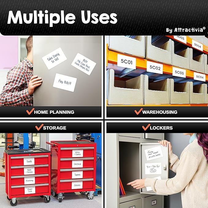 Dry Erase Magnetic Labels 5.6 x 3.7 in, Dry Erase Magnets, 36-Pack, White Erasable Write-On All-Purpose Labels, for Office, Education, Home, Whiteboard