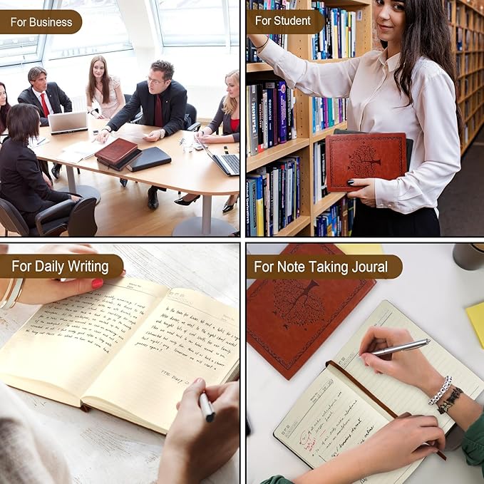 Leather Journal Notebook,300 Pages Hope Tree Softcover Lined Notebook for Women Men,300 Travel,Business,Work,Office,School Note Taking,5.7'' X 8.3''(brown)