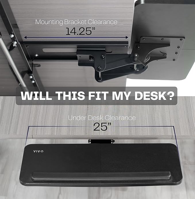 VIVO Adjustable Computer Keyboard & Mouse Platform Tray Ergonomic Under Table Desk Mount Drawer Underdesk Shelf (MOUNT-KB03B)