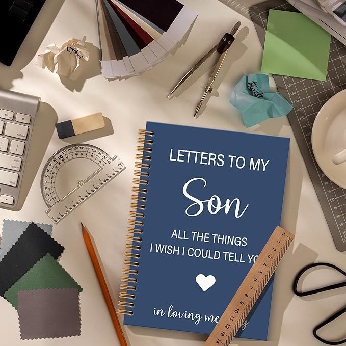 OINDADE Memorial Gifts for Loss of Son Grief Notebook Journal, Letters to My Son in Heaven Journal, Memorial Sympathy Notebooks Gifts for Loss of SonMother, In Loving Memory Sympathy Gifts, 6x8.2In