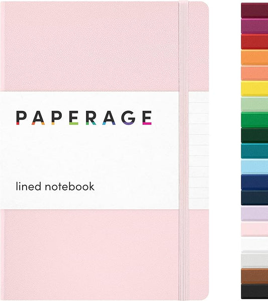 PAPERAGE Lined Journal Notebook, (Blush), 160 Pages, Medium 5.6 in x 8 in - 100 GSM Thick Paper – Hardcover Journaling Notebook for Work, School & Note Taking