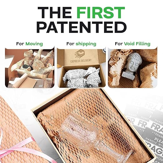 IDL Packaging 15.25" x 1400' Refill Roll (Pack of 1) for MP-1400USW HexcelWrap Honeycomb Packing Paper Station, White - Protective Kraft Paper with Interlocking Slit Design for Shipping