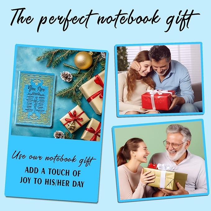 Light Blue A5 Lined Leather Journal Notebook,Inspirational Christian Gifts Hardcover Executive Notebooks for Men Women,200 Pages 100 Gsm Thick Ruled Paper Daily Diary for School,Family ,Friends,Work (You Beautiful Light Blue)