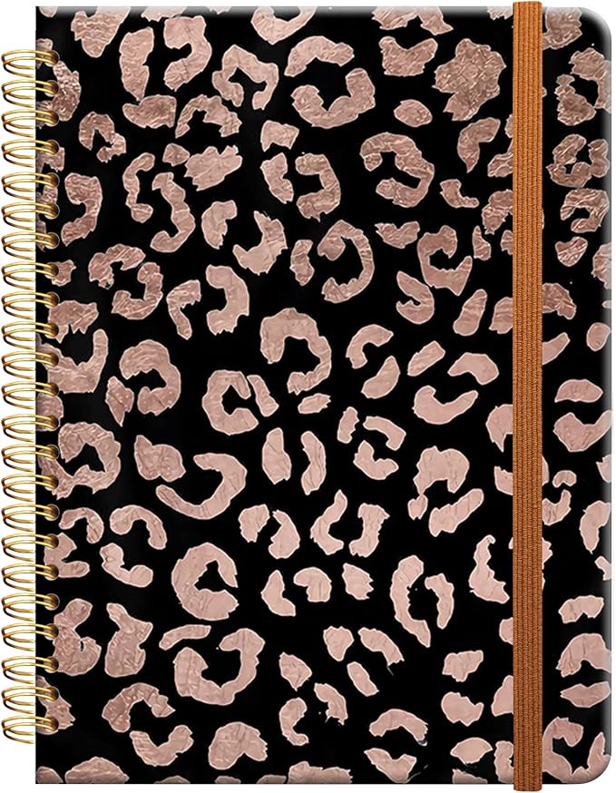 Ruled Spiral Writing Notebook,A5 Hardcover Lined College Journal for Women Lady Girl,Fashion Strong Twin-Wire Binding with Premium Paper,8.4" X 6",Perfect for School,Office,Home Gifts(Rose Gold