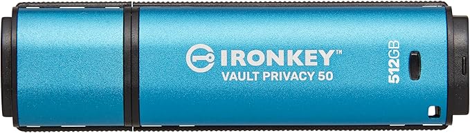 Kingston Ironkey Vault Privacy 50 USB-A 512GB Encrypted Flash Drive | FIPS 197 Certified | XTS-AES 256-bit | BadUSB and Brute Force Protection | Mult-Password Option | IKVP50/512GB