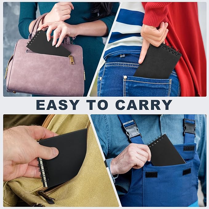 Tenceur 100 Pcs Pocket Notebook Bulk Small 3x5 Inch Spiral Notepads Mini Top Bound Notebook with Lined 120 Pages Ruled Memo Pads for Office College Nurse Essentials Back to School Gift (Black)