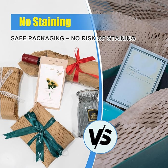 Moving Supplies Honeycomb Packing Paper for Dishes and Glassware 15 Inches * 820 Feet, Large Bubble Cushioning Wrap Roll Eco Friendly Packaging Shipping Material, Sustainable Box Void Filler