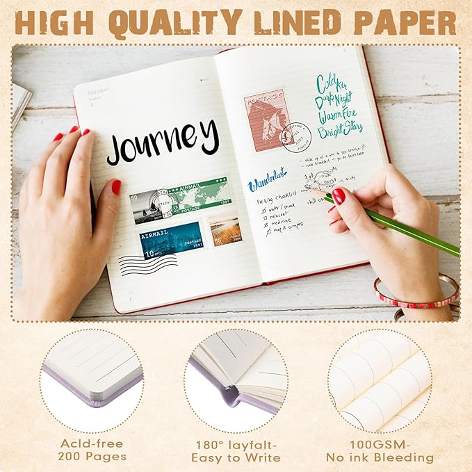 Estune Tree Small Notebooks Pen Leather Lined Pocket Subject Notebooks Hardcover Pocket Notepad Cute Ruled Leather Journals with Pen Holder for Men Women School Business, A6(Elegant Color,30 Set)