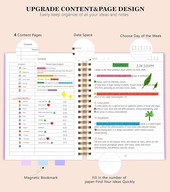 Spiral Notebook Journal ,360 Pages College Ruled Notebooks,Lined Thick Journals for Women Men, A5 Thick Spiral Journal for Writing,100GSM Paper, Spiral Notebooks for Work School 5.5"x8.5" Purple