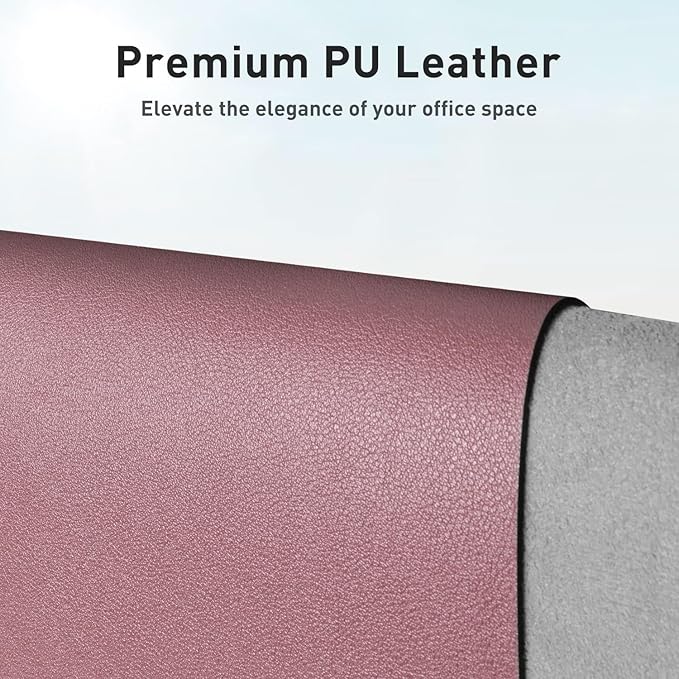 Aothia Leather Desk Pad Protector, Mouse Pad, Office Desk Mat, Non-Slip PU Leather Desk Blotter, Laptop Desk Pad, Waterproof Desk Writing Pad for Office and Home (Dark Pink,36" x 17")
