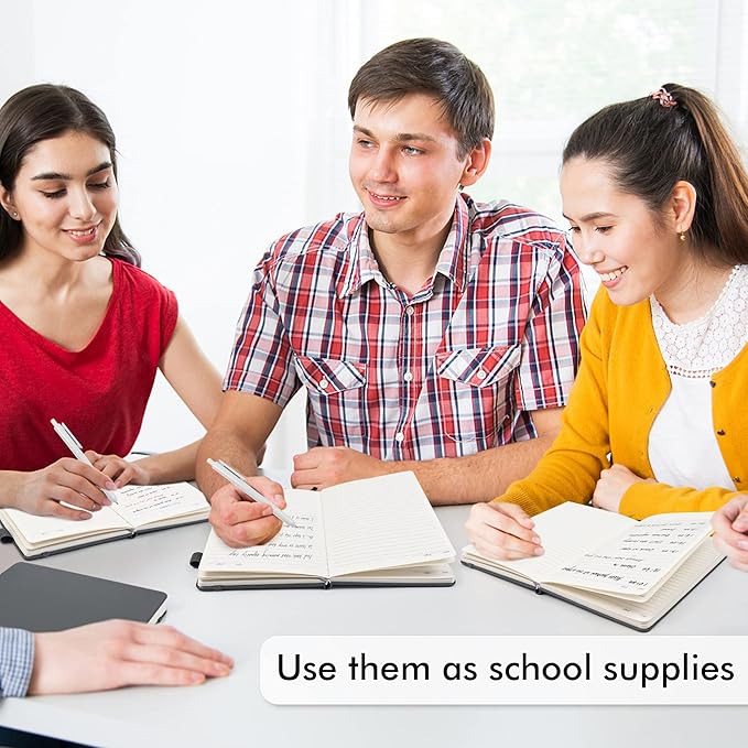 feela 18 Pack Journal Notebook for Work, Business Notebook Bulk Hardcover Lined Writing Journal with Pen Holder for Men Women Note Taking, with 18 Black Pens, 120 GSM, 5.1”x8.3”, A5, Gray