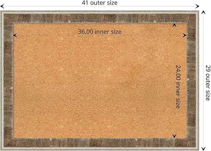 Amanti Art Natural Cork Board for Wall, 29x41 Vision Board with Brown Wood Frame, Large Corkboard Office Decor for Home Organization, Rustic Farmhouse Corkboard Pinboard to display items for home