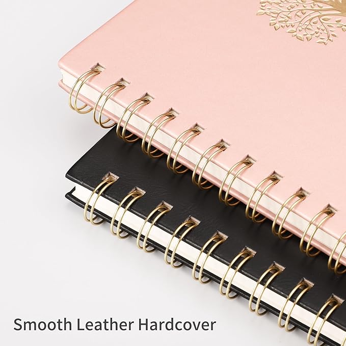 RETTACY Graph Grid Paper Notebook, 110 Pages, A4 Large Size (8.5'' × 11''), 5 Squares per Inch, Leather Hardcover, 100 GSM Thick Paper, for School, Students, Math, Engineering (Rose Gold)