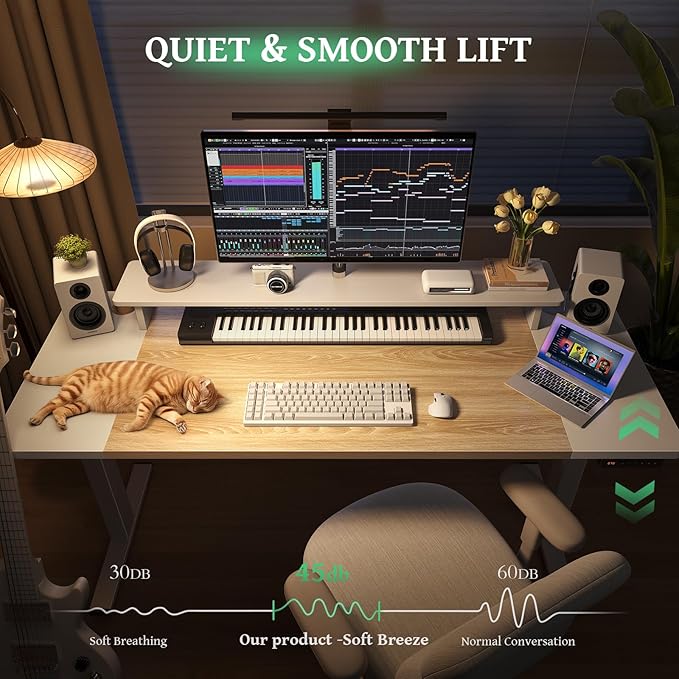 SIAGO Electric Standing Desk Adjustable - 55 x 24 Inch Sit Stand up Desk with Cable Management - 3 Memory Preset Adjustable Height Table