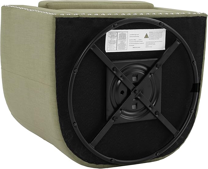 UIXE 360° Swivel Barrel Accent Chair, Modern Upholstered Arm Chair Round Club Armchair, Nailhead Trim Single Sofa Seating in Fabric for Living Room - Light Camel