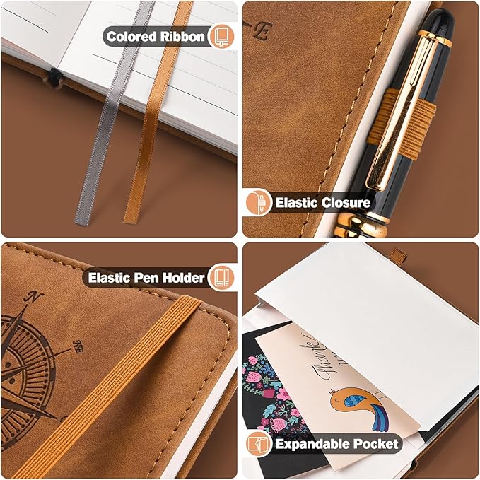 Notebook Journal for Women Men: Leather Journal for Writing, Hardcover College Ruled Journals Notebooks with Thick Paper, Large A4 Daily Journal for Travel, Diary, Gifts for Teens, 8.5"×11", Brown