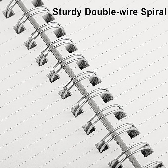 RETTACY Spiral College Ruled Notebook, 300 Pages, A5 Medium Size (5.7" x 8.2"), for School, Work, Writing, Journaling, 100 GSM Thick Paper, Flexible Plastic Cover (Lilac)