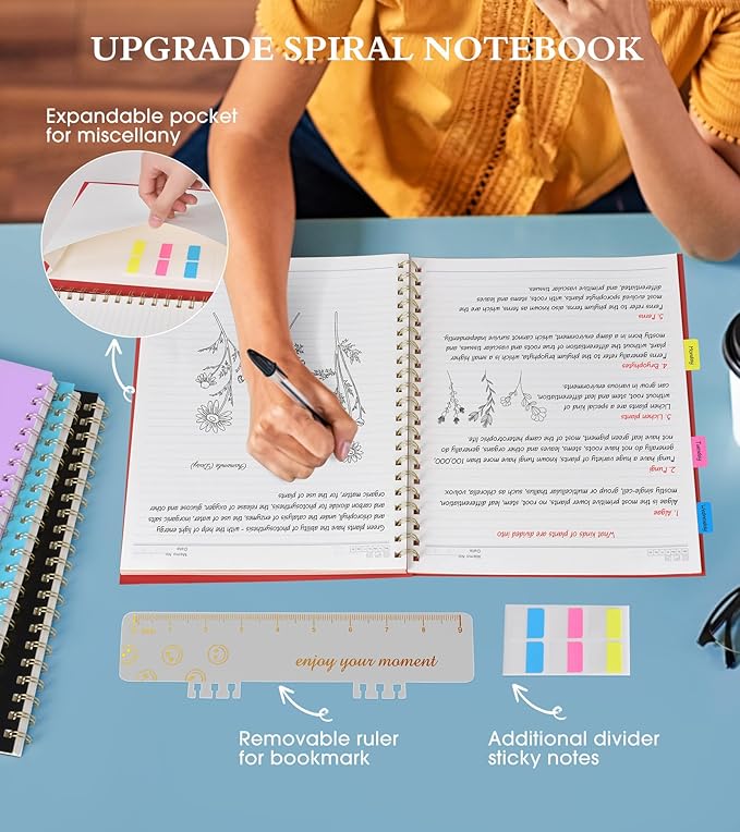 Spiral Notebook Journal 8.5” x 11”, A4 Large Notebooks for Women Men, College Ruled Lined Journal, 100 GSM Paper, Hardcover Spiral Bound Journals for Work School Writing Note Taking Business, Red