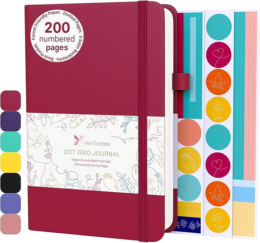 Dotted Journal – 140gsm Bleed Proof Thick White Paper – 200 Numbered Dot Grid Pages – 5.8 x 8.3 inch Bullet Dotted Notebook