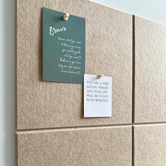 Large Cork Board for Office Wall Decor,48"x36"-12 Pack Felt Wall Tiles with Safe Removable Adhesive Tabs, 1/2" Thick, Felt Bulletin Board Pin Board Cork Boards for Walls - Tan