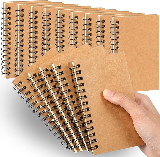 Jutom 18 Pcs Small Spiral Notebooks Memo Pads 3x5 Bulk Small Pocket Notebooks Mini Notepads with Lined Pages Mini Journals for Office Back to School Work Writing Supplies, 120 Pages (Kraft Color)