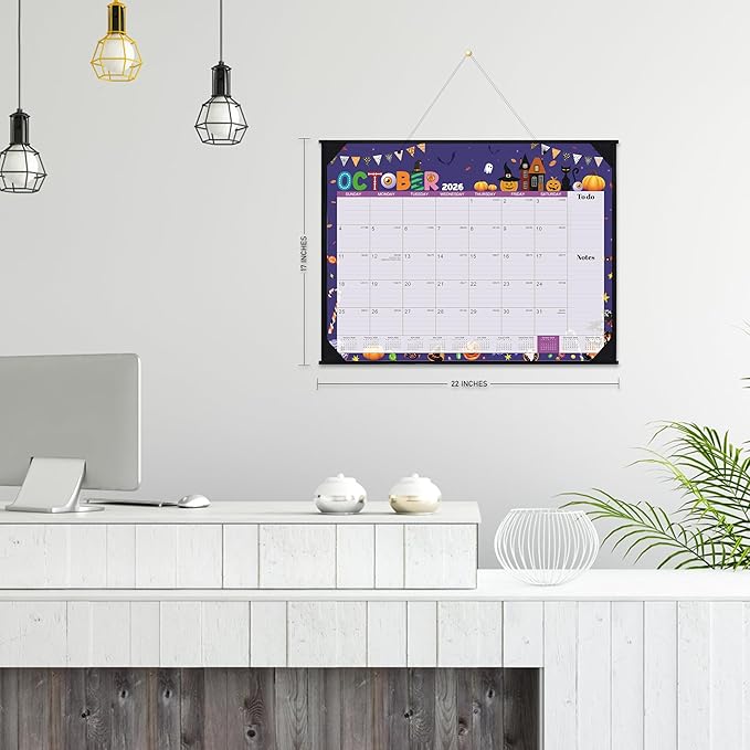 2026 Desk Calendar - Large Desk Calendar 2026, Jan.2026 - Dec.2026, 22" x 17", 2026 Calendar with Corner Protectors + Large Ruled Blocks, To-do & Notes, 12 Different Themes