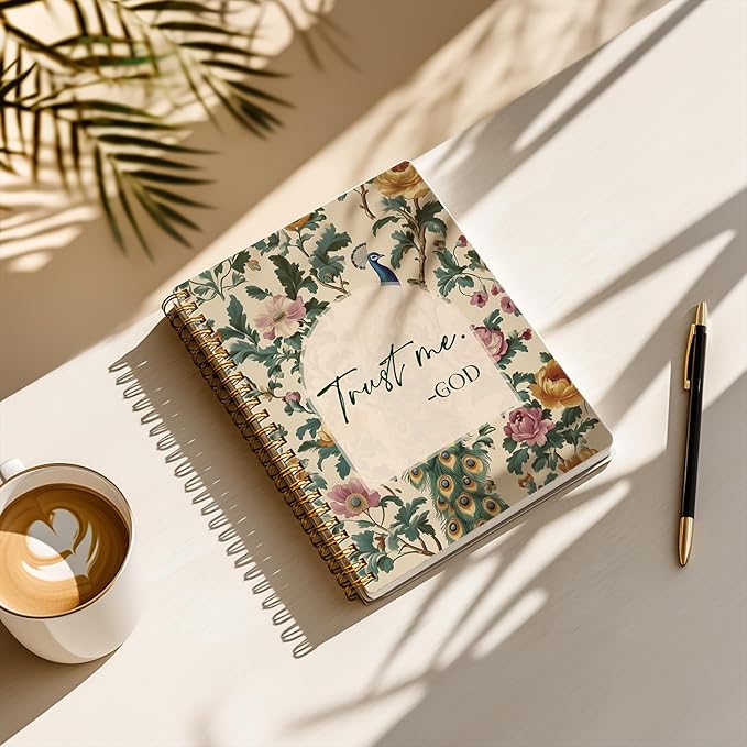Bible Notebook, A5 Spiral Christian Journal with Floral Pink Butterfly Notebook, Trust Me God, Inspirational Notebooks for Women, Bible Study, Gift for Birthday Christmas
