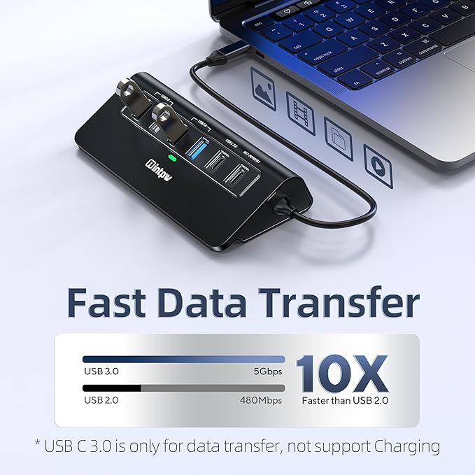 USB C Hub, INTPW 9-in-1 USB C to HDMI Adapter with 4K HDMI, PD 100W, USB-C and 2 USB A 3.0 5Gbps, 2 USB A 2.0, SD/TF Slots for MacBook Pro/Air, iPad Pro, iPhone 15/16 Series and Other Type C Devices