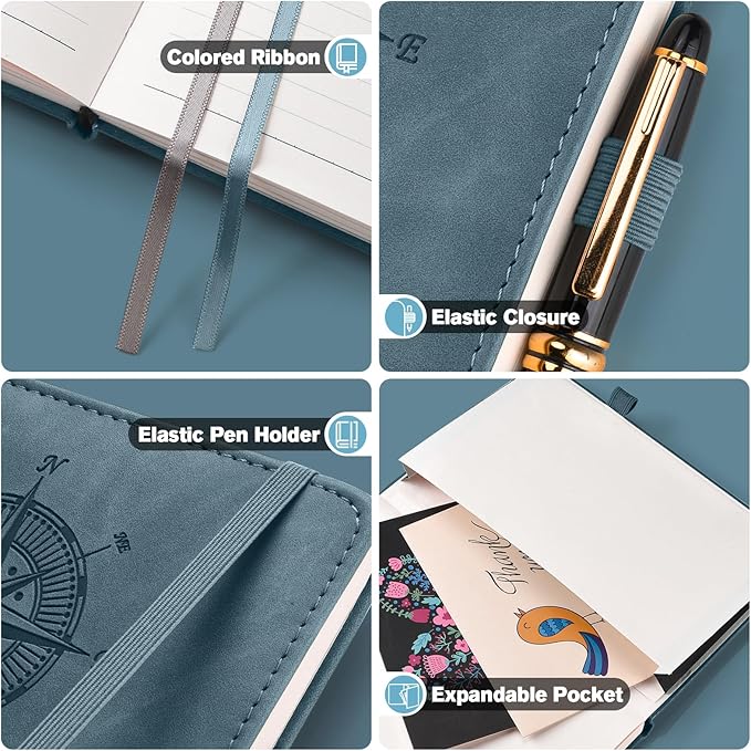 Notebook Journal for Women Men: Leather Journal for Writing, Hardcover College Ruled Journals Notebooks with Thick Paper, Large A4 Daily Journal for Travel, Diary, Gifts for Teens, 8.5"×11", Deepblue