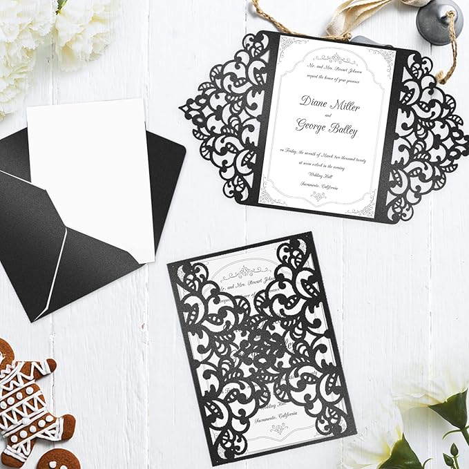 100 Sheets Black Shimmer Cardstock 8.5 x 11 Metallic Paper, Goefun 80lb Card Stock Letter Size Sheets for Halloween, Invitations, Scrapbooking, Crafts, Graduations