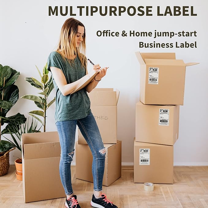 L LIKED 1000 Fanfold 4" x 6" Direct Thermal Labels, with Perforated line for Thermal Printers - Compatible with Zebra & Rollo Printer (4" x 6" - 1000 Labels)