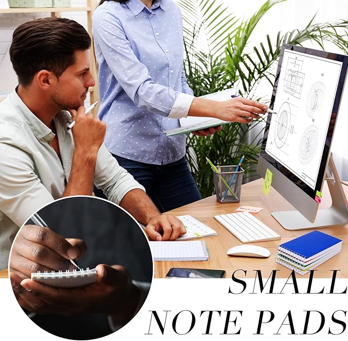 Leinuosen 100 Pcs Spiral Memo Pads 3x5 Inch 75 Sheets College Ruled Small Pocket Notebooks Little Mini Notepads Bulk Top Bound Lined Note Pads for Home School Office Travel Work (Bright Color)