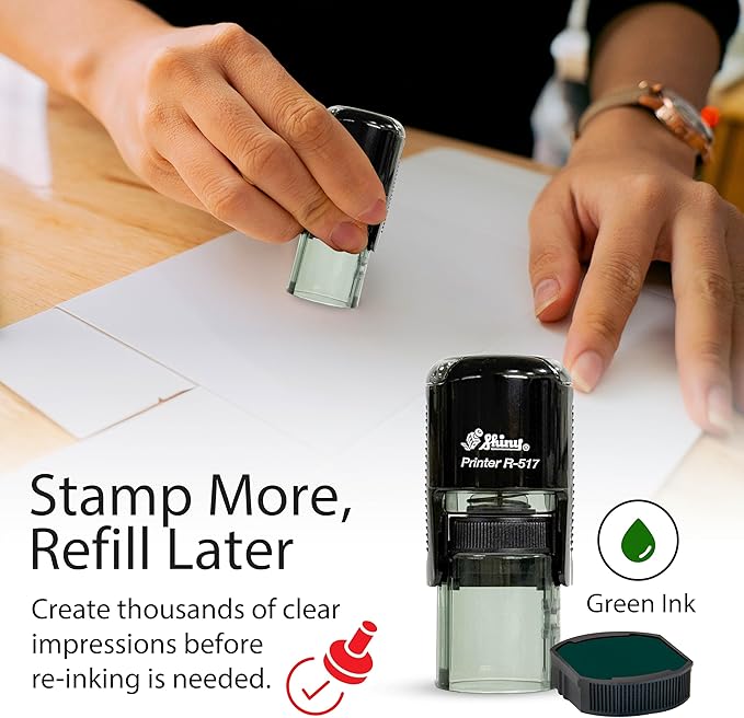 Shiny Sun Teacher Stamp, Round Self Inking Stamp for Classroom, Green Ink