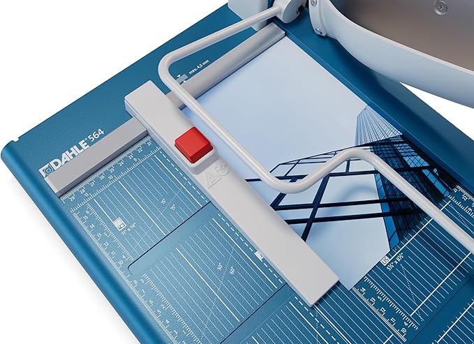 Dahle 564 Premium Guillotine Trimmer w/Laser, 14" Cut Length, 40 Sheet Capacity, Self-Sharpening, Manual Clamp, w/Safety Guard