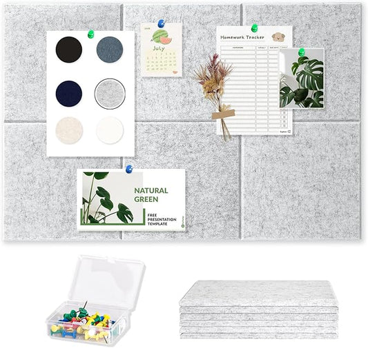 Large Cork Board for Wall with Pins, 36" x 24" Bulletin Board Self-Adhesive Pin Board | Customized 6 Packs Felt Tiles for Office Home Wall Decor