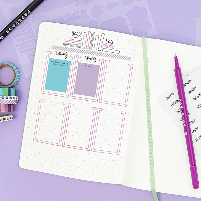 PAPERAGE Dotted Journal Notebook, (Blush), 160 Pages, Medium 5.6 in x 8 in - 100 GSM Thick Paper – Hardcover Journaling Notebook for Work, School & Bullet Journaling