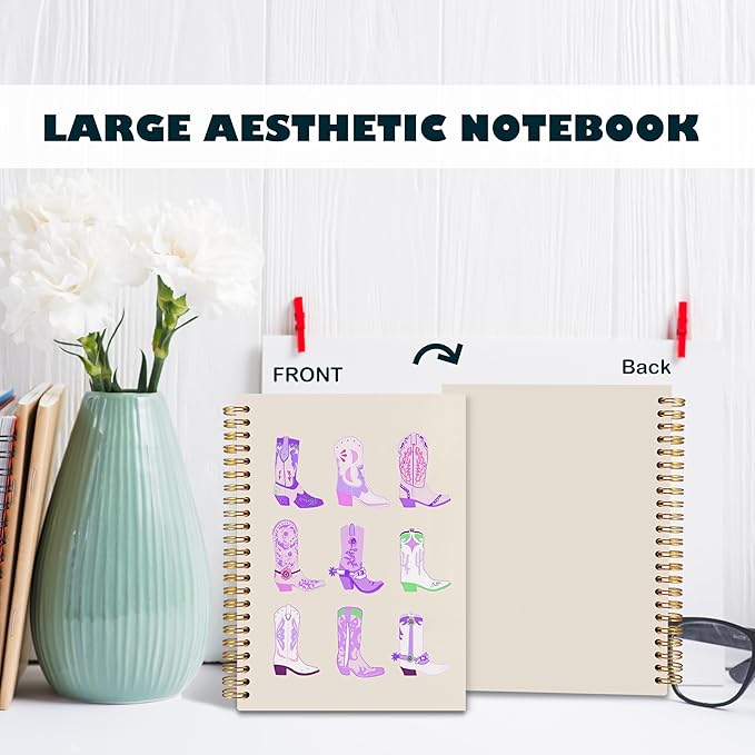 BearCake Purple Cowgirl Boot Notebook, Cowgirl Stuff, Cowgirl Gifts, Western Office Supplies, Western Stuff for Women, Boho Western Notebook Journal 5.5x8.3