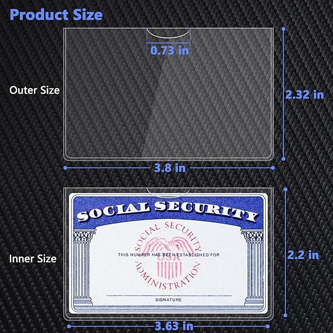 10 Pack Social Security Card Protector/Medicare Card Protector Sleeve/Social Security Card Holder/Credit Card Sleeves/Protective case for Drivers License、Credit Card 、SSN Card，3.8x2.32in., Clear