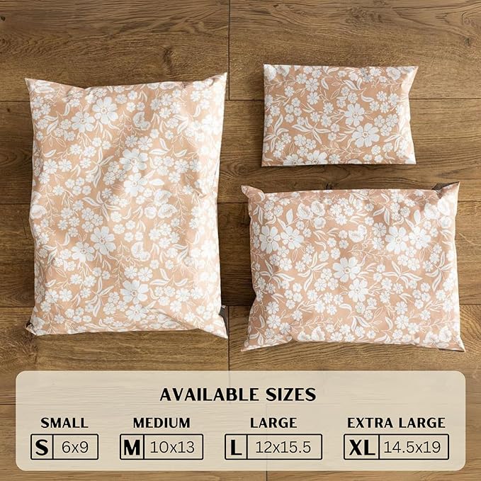 Poly Mailers 10x13 Inch 50 Pack Medium Shipping Bags Strong Thick Mailing Envelopes | Self Sealing Adhesive | Waterproof & Tear Resistant | Small Business Packaging for Clothing - Floral Dusty Pink