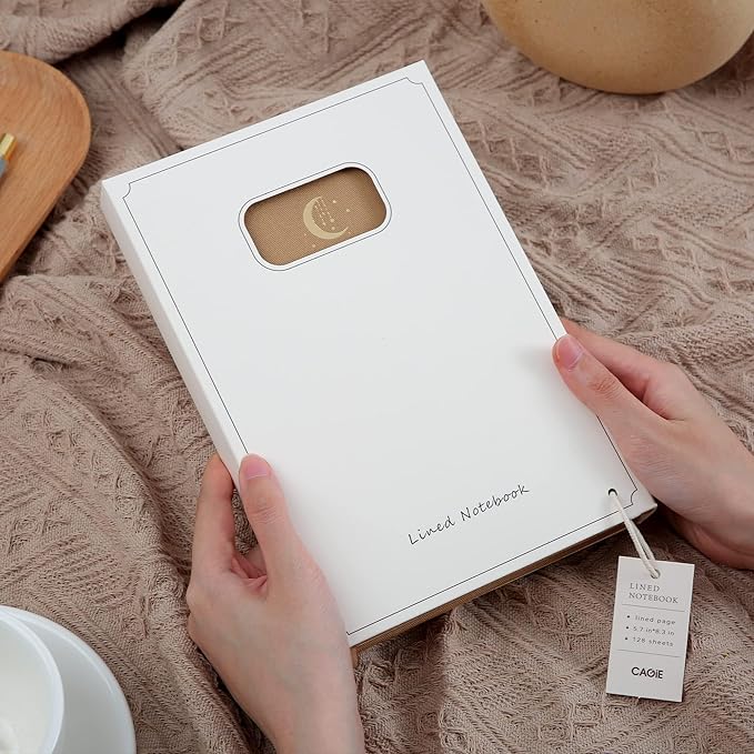 CAGIE Journal for Women Fabric Journal Notebook with 256 Pages 120 GSM Journals for Writing with Gift Box, 5.7x8.3 In, Brown