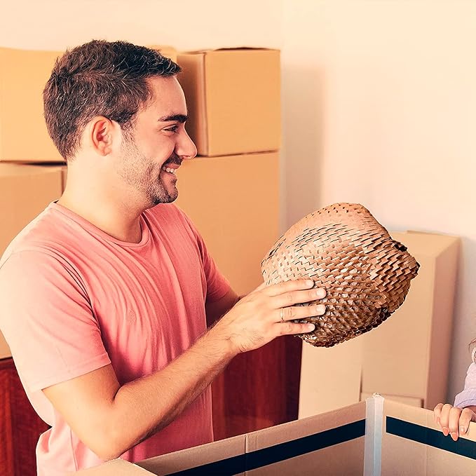 Brown Honeycomb Packing Paper for Moving Breakables, 15 Inch x 100 Feet. Fragile Shipping Supplies. Perforated Packing Materials for Fragile Items. Moving Paper Wrap. Eco Friendly Packaging
