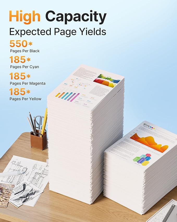 E-Z Ink Remanufactured for Epson 222 222XL Ink Cartridges Combo Pack High Yield Work for Workforce WF-2960, Expression Home XP-5200 Printer (Black, Cyan, Magenta, Yellow)