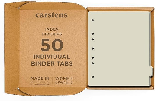 Carstens - Heavy Duty Plastic Ring Binder Dividers, Side Tab, 1/9 Cut, Tab 8 Position, US Letter, Pale Green, Case of 50, (2618-17CS) - Ideal Medical Chart Dividers or Index Tabs for 3 Ring Binders