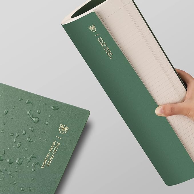 EMSHOI A4 Spiral Notebook College Ruled, 11.2" X 8.27", 150 Sheets/300 Pages, 100gsm Thick Lined Journal, Waterproof Softcover, Twin-Wire Binding, for School Work Business Writing, Gifts - Green