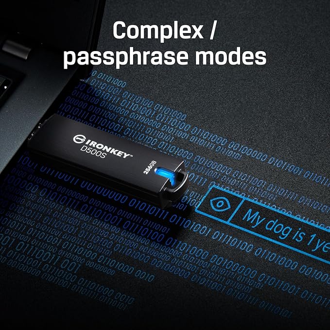 Kingston Ironkey D500S 64GB Encrypted Flash Drive | Dual Hidden Partition | FIPS 140-3 Level 3 | XTS-AES 256-bit | BadUSB and Brute Force Protection | Multi-Pin Option | IKD500S/64GB
